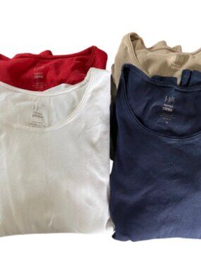Four J. Jill Red, Beige, navy, and white Perfect Pima Long Sleeve Tops Medium